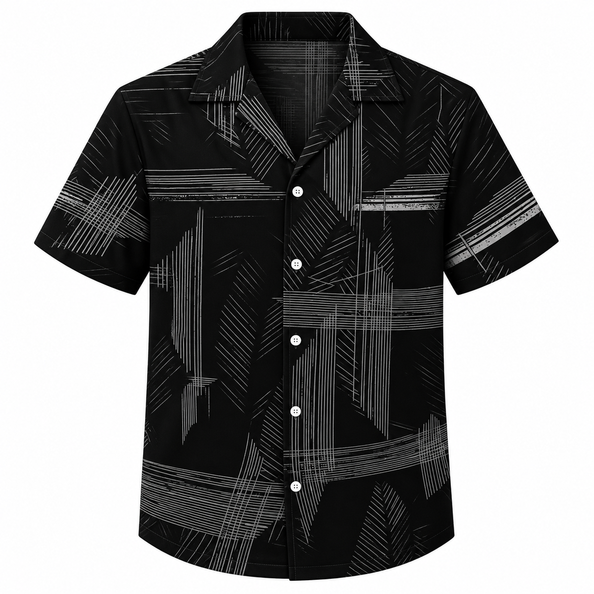 Camisa negra para hombre con estampado geométrico